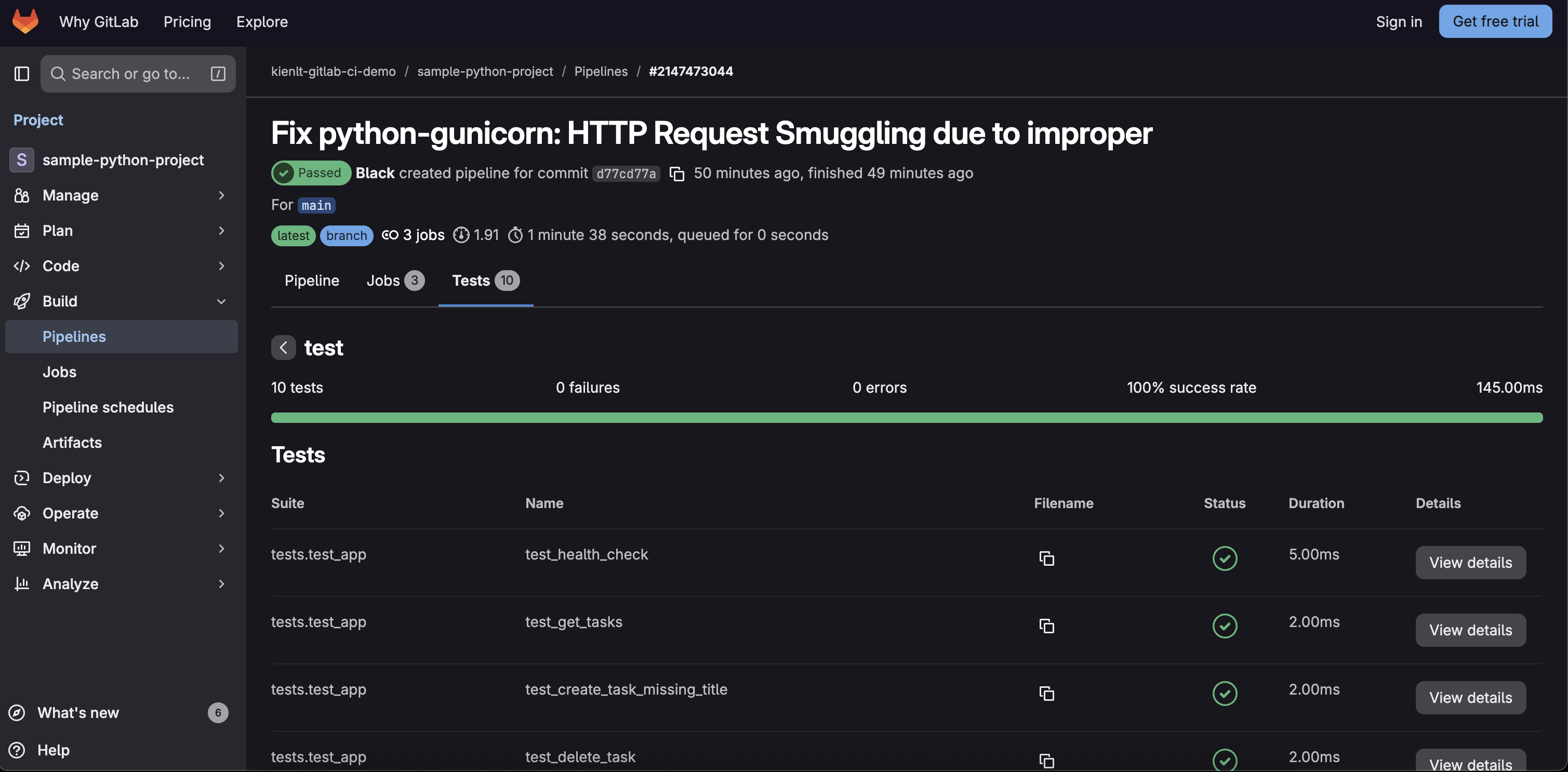 Artifact store report in XML format