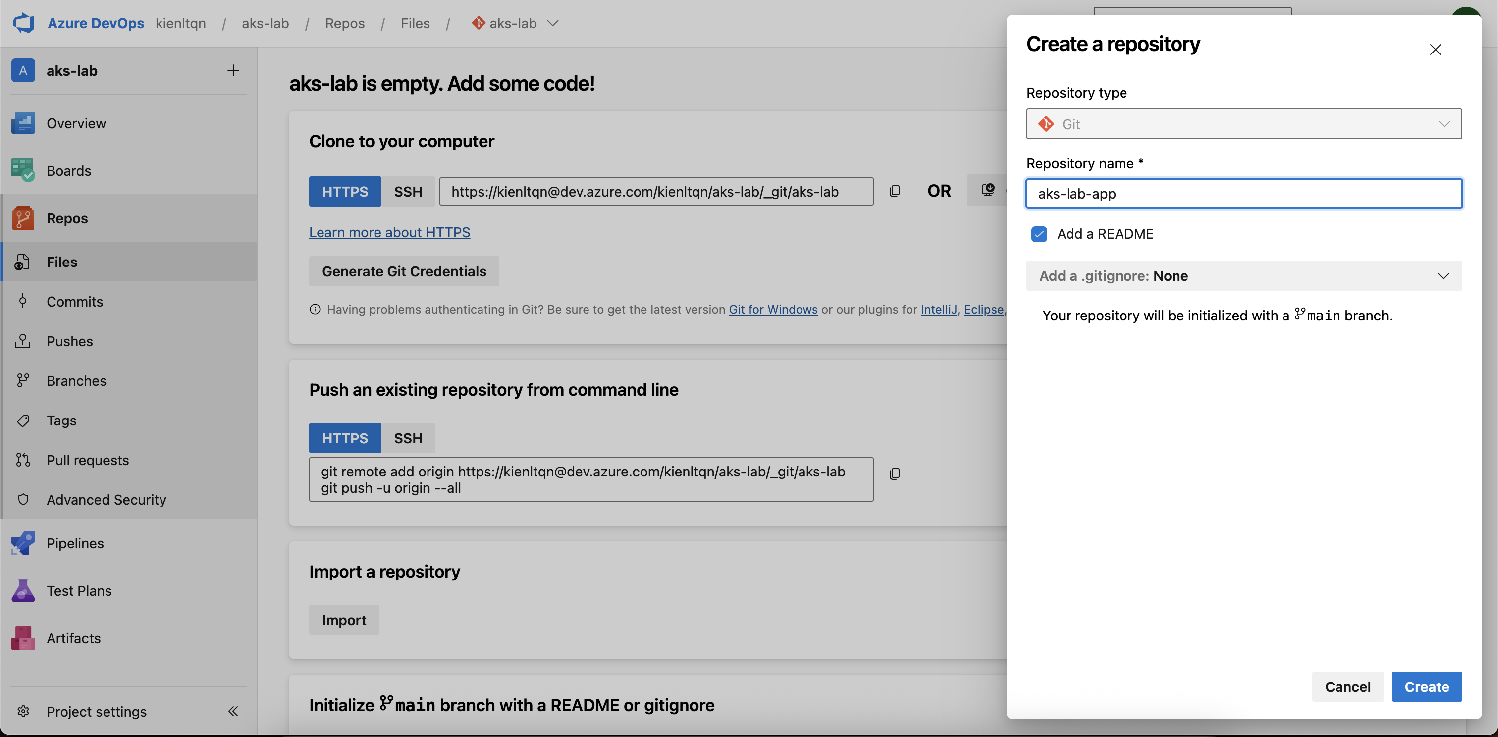 Create new repos