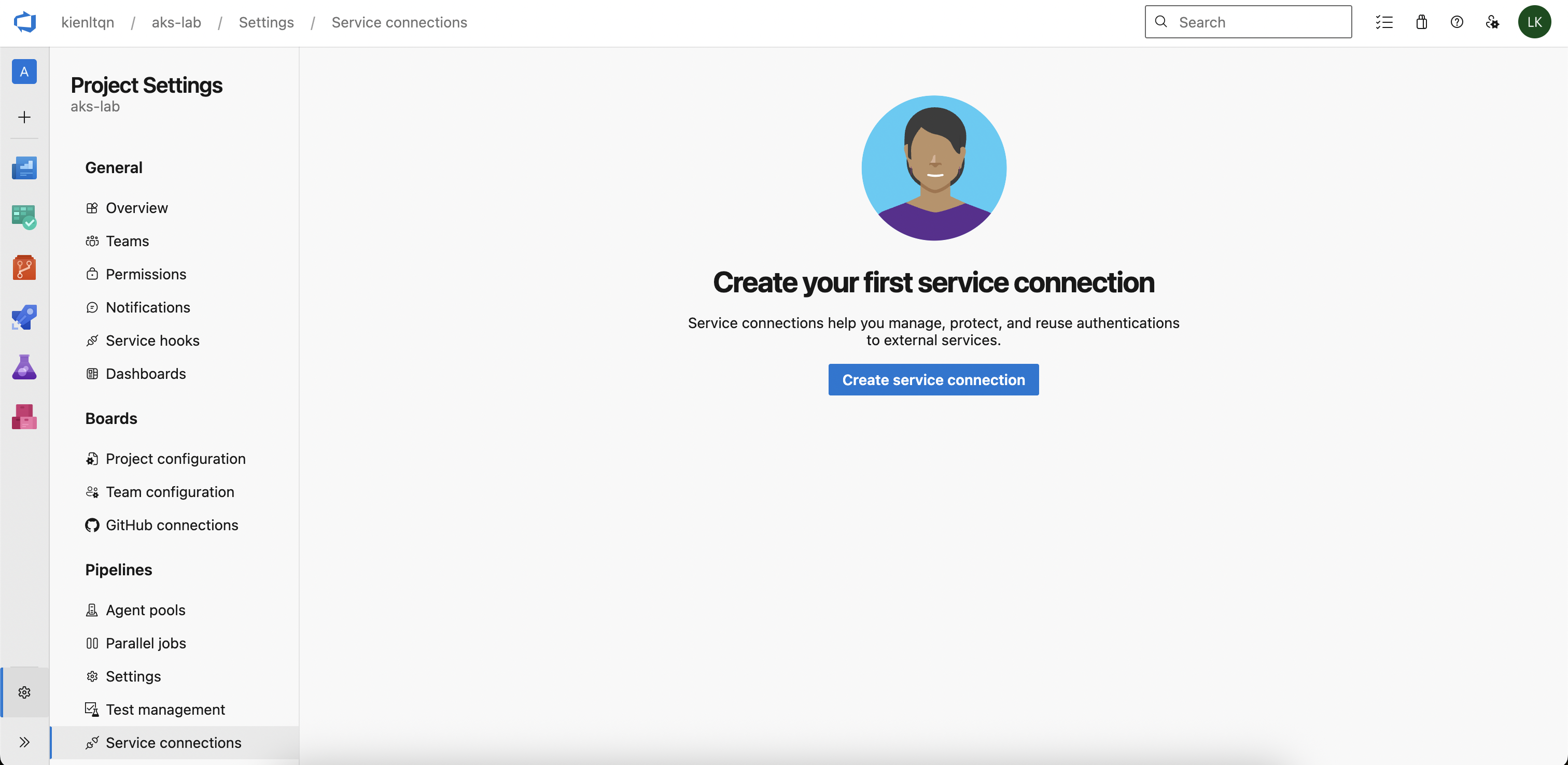 Create service connection