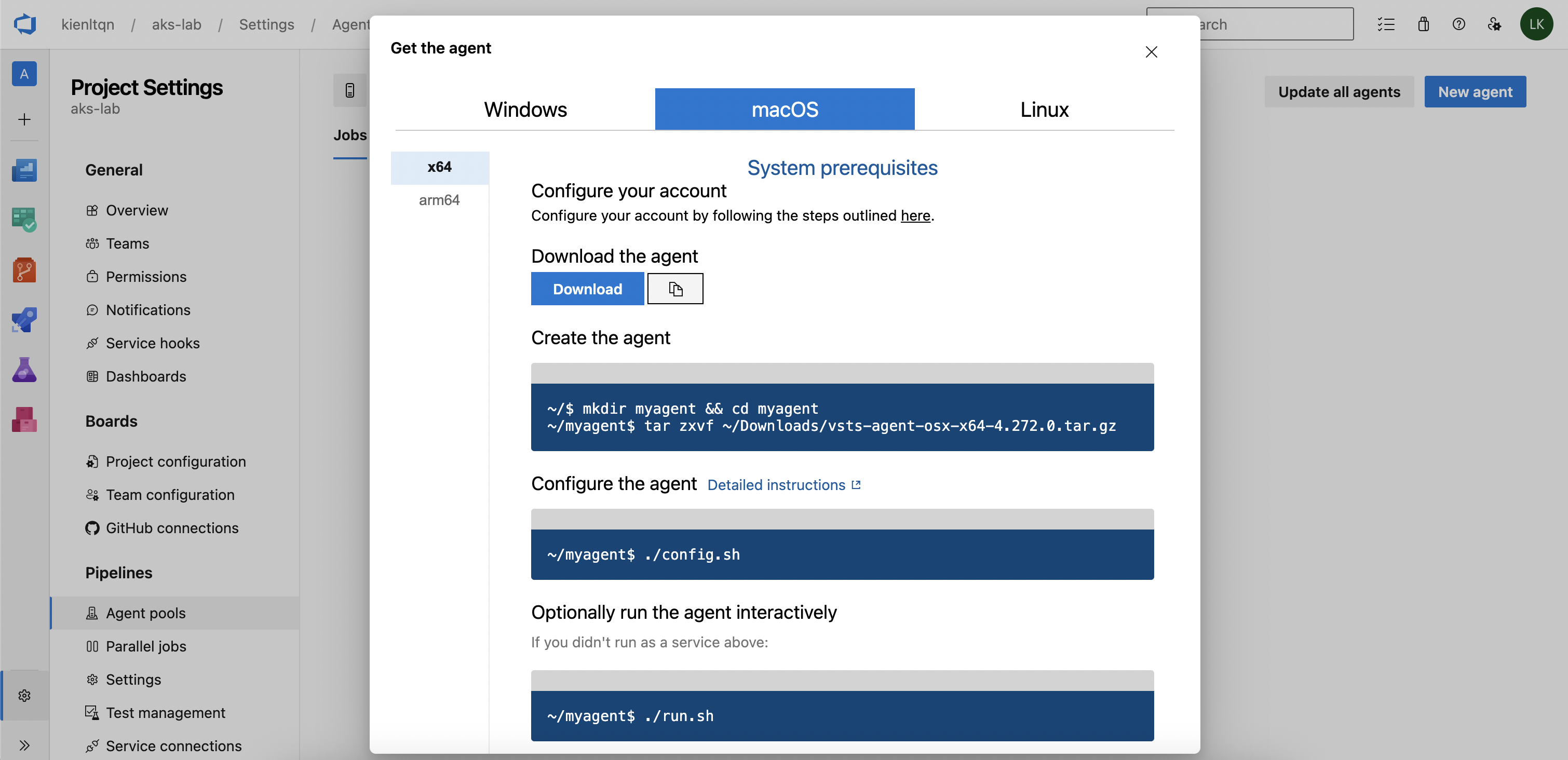 Install and config agent