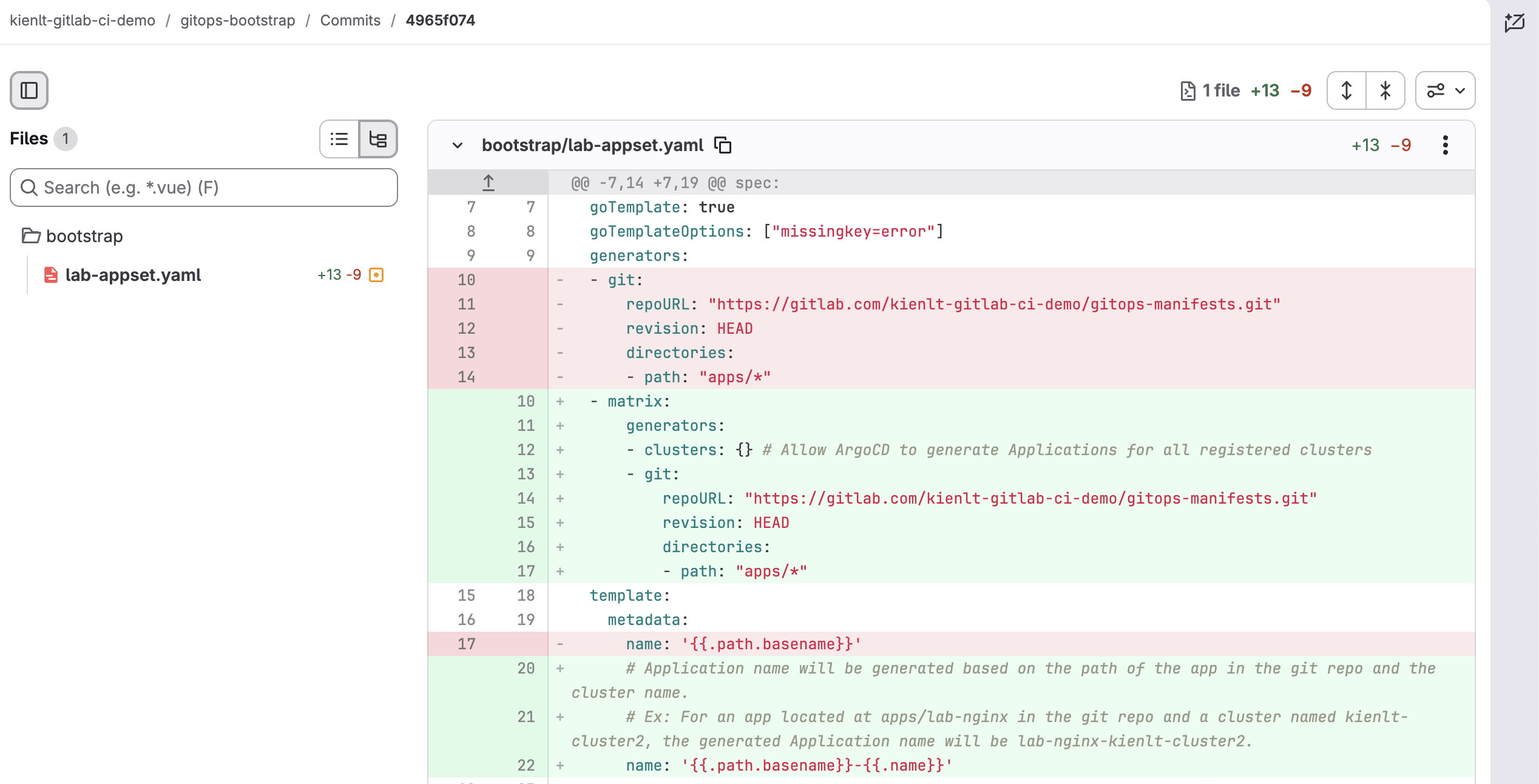 git to matrix generator